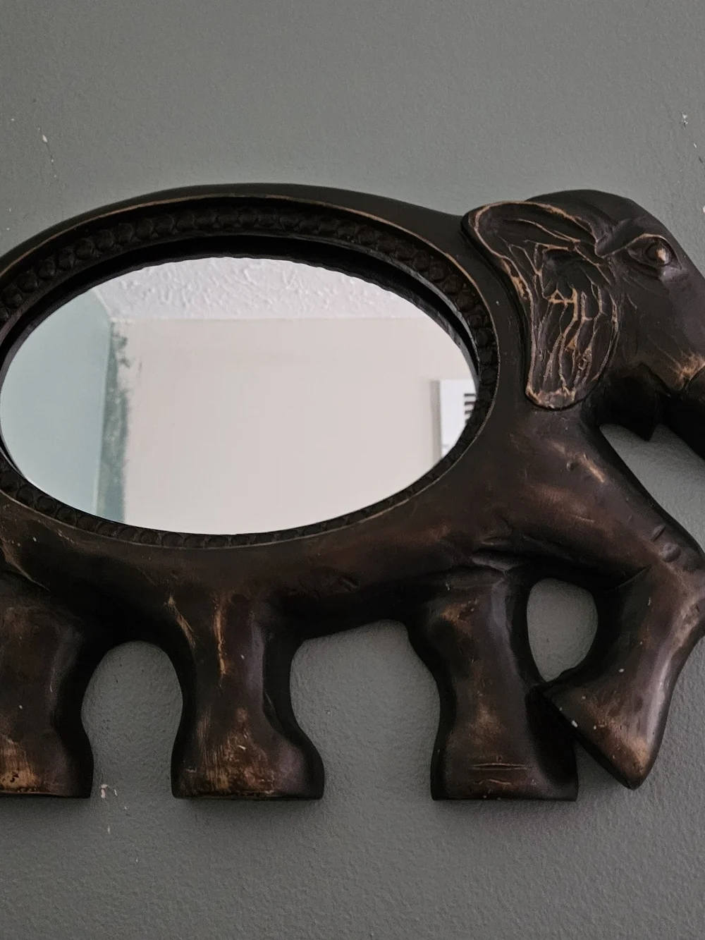 Elephant Wall Mirror Decorative Accent in Dark Bronze